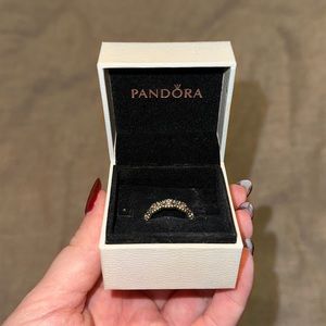 Pandora birthstone ring for February. It’s purple stone with silver band.